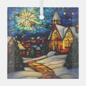 Stained Glass Winter Village ガラスオーナメント (正面)