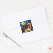 Stained Glass Winter Village スクエアシール (封筒)