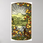 Stained Glass with fox and sun ポスター (正面)