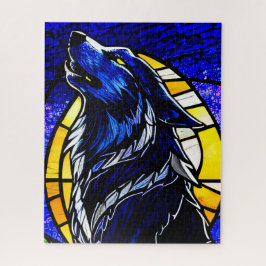 Stained Glass Wolf Jigsaw Puzzleパズル ジグソーパズル