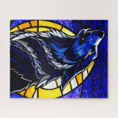 Stained Glass Wolf Jigsaw Puzzleパズル ジグソーパズル (横)