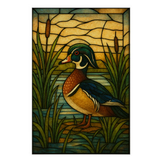 Stained Glass Wood Duck ポスター