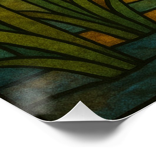 Stained Glass Wood Duck ポスター (コーナー)