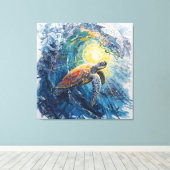 Stained Sea Turtle キャンバスプリント (インサイチュ (ウッドフロア))