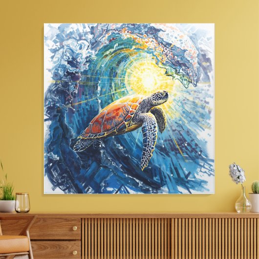 Stained Sea Turtle キャンバスプリント (インサイチュ (リビング))