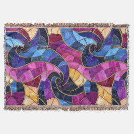 Stainglass Blue Purple Design スローブランケット