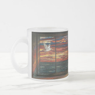Stainglass sunset with Pelican and Sailboat フロストグラスマグカップ