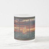 Stainglass sunset with Pelican and Sailboat フロストグラスマグカップ (中央)