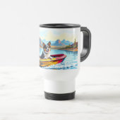 Stainless Steel Travel Mug Boating Dog Image トラベルマグ (正面右)