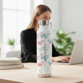 stainless steel water bottle with butterflies ウォーターボトル