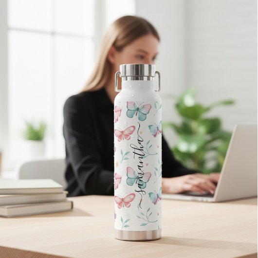 stainless steel water bottle with butterflies ウォーターボトル