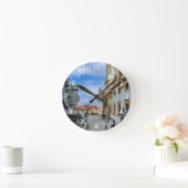 Stairs with stone angels at Loreto Prague church ラウンド壁時計 (ホーム)