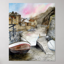 Staithes, North Yorkshire, England Watercolour ポスター