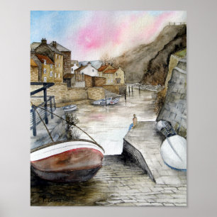 Staithes, North Yorkshire, England Watercolour ポスター