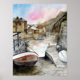 Staithes, North Yorkshire, England Watercolour ポスター
