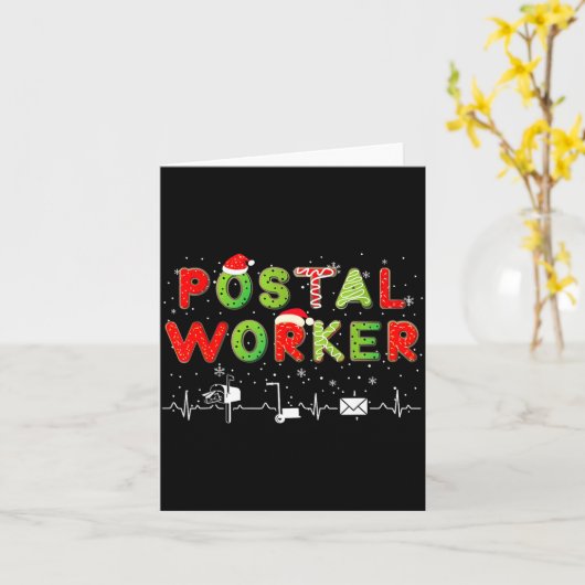 Stal Worker Mail Lady Christmas Mail Carrier St Of カード (黄色い花)