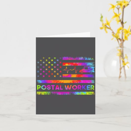 Stal Worker Tie Dye Proud Mail Carrier Mail Lady P カード (黄色い花)