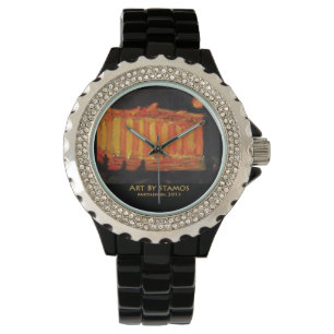Stamosの"パルテノン"の絵画の腕時計による芸術 腕時計