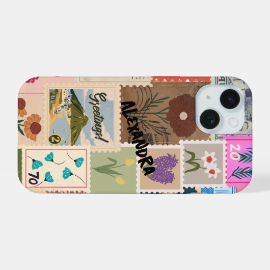 Stamp Collageカラフル Phone Case iPhone 15ケース (裏面横)