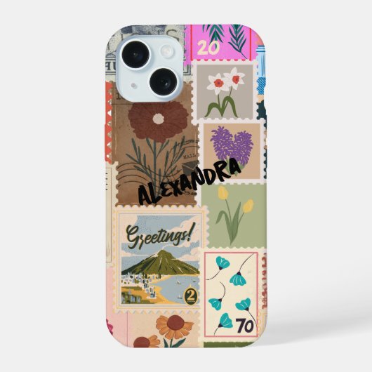 Stamp Collageカラフル Phone Case iPhone 15ケース (裏面)