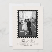 Stamp Style Modern Ivory One Photo Thank You Card 招待状 (正面)