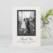 Stamp Style Modern Ivory One Photo Thank You Card 招待状 (スタンド正面)