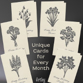 Stamped Carnation January Birth Flower Linen カード