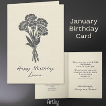 Stamped Carnation January Birth Flower Linen