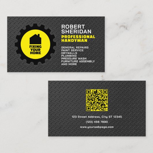 Stamped metal faux texture handyman 名刺 (正面/裏面)