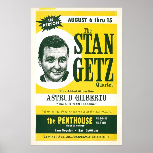 Stan Getz - Astrud Gilberto jazz poster - Girl ポスター (正面)