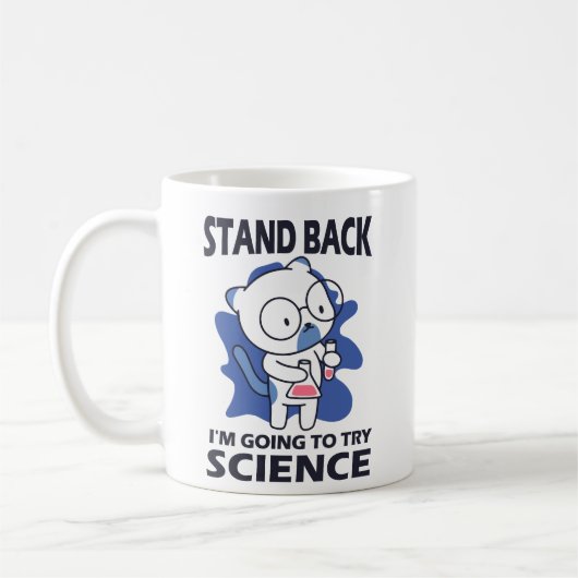 Stand Back – 愛らしい猫科学者による実験 コーヒーマグカップ (左)