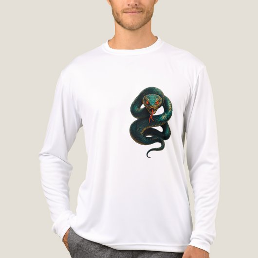 Stand Tall — Coiled Cobra Men’s Tee (Emerald, Gold トライブレンドTシャツ (正面)