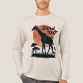 Stand Tall Giraffe Silhouette Motivational Safari トライブレンドTシャツ (正面)