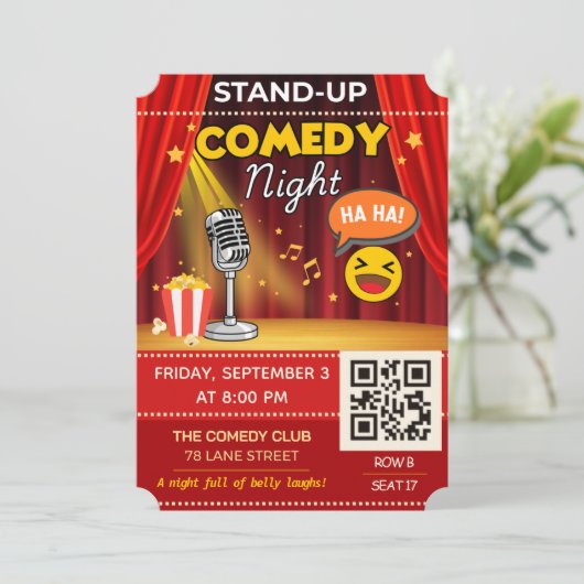 Stand-Up Comedy Night Ticket | QR Code Invite 招待状 (スタンド正面)