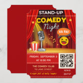 Stand-Up Comedy Night Ticket | QR Code Invite 招待状 (正面/裏面)