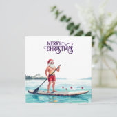 Stand-Up Paddle Santa — Coastal Christmas Holiday シーズンカード (スタンド正面)