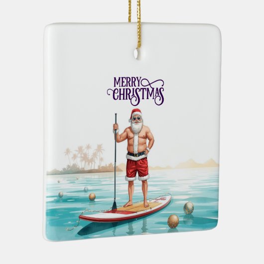 Stand-Up Paddle Santa — Coastal Christmas Holiday セラミックオーナメント (右)
