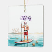 Stand-Up Paddle Santa — Coastal Christmas Holiday セラミックオーナメント (左)