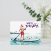 Stand-Up Paddle Santa — Coastal Christmas Holiday ポストカード (スタンド正面)