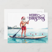Stand-Up Paddle Santa — Coastal Christmas Holiday ポストカード (正面/裏面)