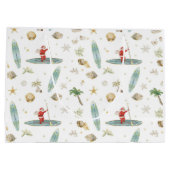 Stand-Up Paddle Santa — Coastal Christmas Holiday ラージペーパーバッグ (裏面)