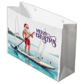 Stand-Up Paddle Santa — Coastal Christmas Holiday ラージペーパーバッグ (正面アングル)