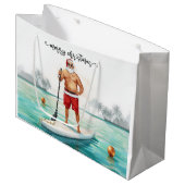 Stand-Up Paddle Santa — Coastal Christmas Holiday ラージペーパーバッグ (正面アングル)
