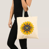 Stand with Ukraine Sunflower blue yellow flag トートバッグ (正面(商品))