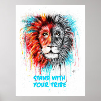 Stand With Your Tribe Poster Lionプリント ポスター
