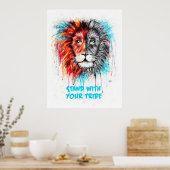 Stand With Your Tribe Poster Lionプリント ポスター (キッチン)