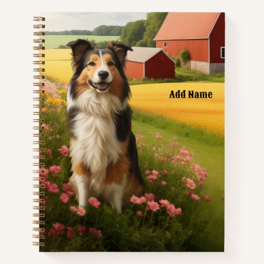 Standard Collie on Farm Notebook ノートブック (正面)