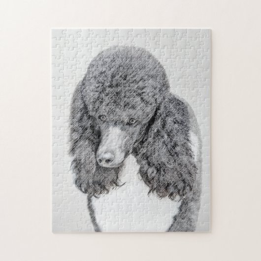 Standard Poodle Black Parti Painting - Dog Art ジグソーパズル (縦)