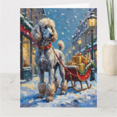 Standard Poodle French Sleigh Christmas カード (正面)