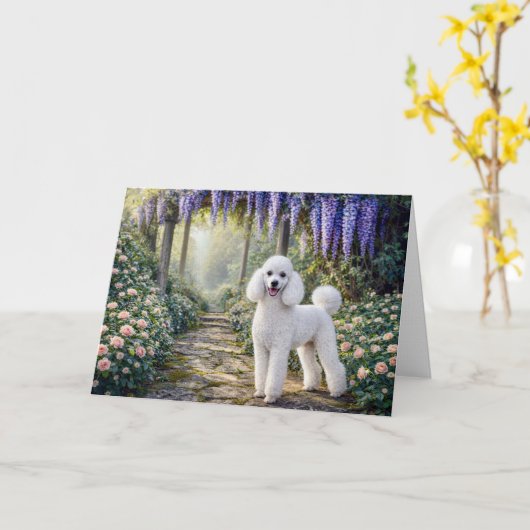 Standard Poodle Garden Blank Card カード (黄色い花)